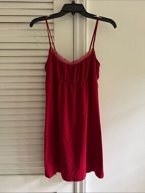Jones New York Red Mini Slip Dress with Lace Trim SZ Small